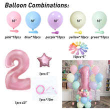 Load image into Gallery viewer, 63pcs Macaroon Latex balloons Candy Pink Ballons Set 1 2 3 4 5 6 7 8 9 Birthday Party Decorations Kids Baby Shower girl Unicorn

