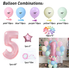 Load image into Gallery viewer, 63pcs Macaroon Latex balloons Candy Pink Ballons Set 1 2 3 4 5 6 7 8 9 Birthday Party Decorations Kids Baby Shower girl Unicorn

