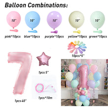 Load image into Gallery viewer, 63pcs Macaroon Latex balloons Candy Pink Ballons Set 1 2 3 4 5 6 7 8 9 Birthday Party Decorations Kids Baby Shower girl Unicorn

