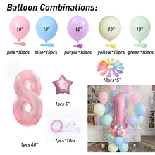 Load image into Gallery viewer, 63pcs Macaroon Latex balloons Candy Pink Ballons Set 1 2 3 4 5 6 7 8 9 Birthday Party Decorations Kids Baby Shower girl Unicorn
