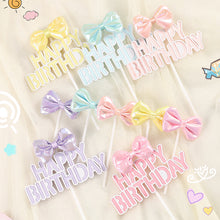 Load image into Gallery viewer, 3D Bowknot Happy Birthday Cake Topper Cute Kids Cake Decor Party Decoration Supplies Cupcake Dessert Toppers Decor
