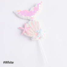 Load image into Gallery viewer, Shell Mermaid Happy Birthday Cake Topper Cute Kids Cake Decor Party Decoration Supplies Cupcake Dessert Toppers Decor
