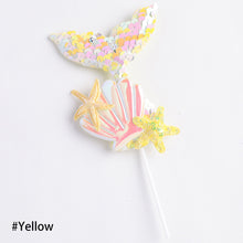 Load image into Gallery viewer, Shell Mermaid Happy Birthday Cake Topper Cute Kids Cake Decor Party Decoration Supplies Cupcake Dessert Toppers Decor
