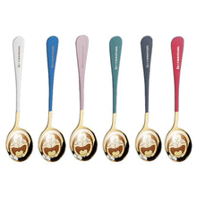 Load image into Gallery viewer, Gold Dinnerware Salad Spoon Soup Ladle 304 Stainless Steel Cutlery Serving Tea Spoons Colorful Round Head Spoon Coffee Mixing Spoon Kitchen Accessories
