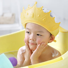Load image into Gallery viewer, Adjustable Baby Shower Cap Children Shampoo Cap Crown Shape Hair Wash Shield Hat Head Washing Bath Hats for Baby Ear Protection Waterproof Kid Head Cover
