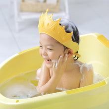 Load image into Gallery viewer, Adjustable Baby Shower Cap Children Shampoo Cap Crown Shape Hair Wash Shield Hat Head Washing Bath Hats for Baby Ear Protection Waterproof Kid Head Cover
