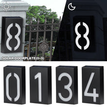 Load image into Gallery viewer, Solar Powered LED Light 0-9 House Door Number Outdoor Address Sign Plate Street Doorplate Wall Lamp Digital Flat Number
