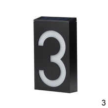 Load image into Gallery viewer, Solar Powered LED Light 0-9 House Door Number Outdoor Address Sign Plate Street Doorplate Wall Lamp Digital Flat Number

