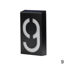 Load image into Gallery viewer, Solar Powered LED Light 0-9 House Door Number Outdoor Address Sign Plate Street Doorplate Wall Lamp Digital Flat Number
