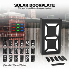 Load image into Gallery viewer, Solar Powered LED Light House Door Number Outdoor Address Sign Plate Street Doorplate Wall Lamp Digital Flat Number
