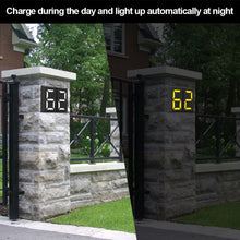 Load image into Gallery viewer, Solar Powered LED Light House Door Number Outdoor Address Sign Plate Street Doorplate Wall Lamp Digital Flat Number
