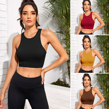 Load image into Gallery viewer, Women Yoga Vest Gym Sports Crop Tops Rib-Knit Fitness Running Vest Workout Bra Tank Top Female Without Pad
