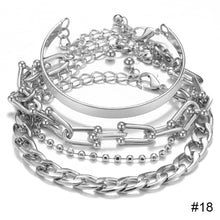 Load image into Gallery viewer, Personalized Retro Thick Chain Bracelet Anklet Set Alloy Multilayer Bracelet Anklet Jewelry Accessories for Women
