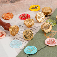 Load image into Gallery viewer, Crown Rose Tree Pattern Wax Seal Stamps With Wooden Handle Dedicated Metal Head Retro Wedding Invitations Envelope Sealing
