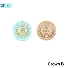Load image into Gallery viewer, 26 Curlicue European Letter Seal Head With Crown Wax Seal Stamps Metal Head DIY Stamp Envelope Wedding Invitations Sealing
