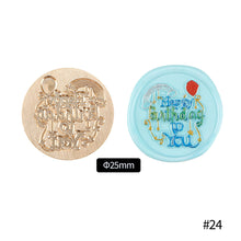 Load image into Gallery viewer, 25mm Blessing Best Wishes Thank You Pattern Wax Seal Stamps Dedicated Copper Head Retro Wedding Invitations Envelope Gift Sealing
