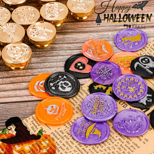 Load image into Gallery viewer, 25mm Happy Halloween Wax Seal Stamps Witch Broom Skull Bat Pumpkin Sealing Stamp head For Halloween Scrapbooking
