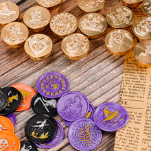 Load image into Gallery viewer, 25mm Happy Halloween Wax Seal Stamps Witch Broom Skull Bat Pumpkin Sealing Stamp head For Halloween Scrapbooking
