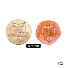 Load image into Gallery viewer, 25mm Happy Halloween Wax Seal Stamps Witch Broom Skull Bat Pumpkin Sealing Stamp head For Halloween Scrapbooking
