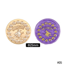 Load image into Gallery viewer, 25mm Happy Halloween Wax Seal Stamps Witch Broom Skull Bat Pumpkin Sealing Stamp head For Halloween Scrapbooking
