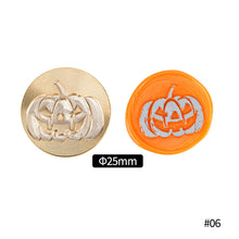 Load image into Gallery viewer, 25mm Happy Halloween Wax Seal Stamps Witch Broom Skull Bat Pumpkin Sealing Stamp head For Halloween Scrapbooking

