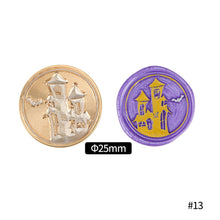 Load image into Gallery viewer, 25mm Happy Halloween Wax Seal Stamps Witch Broom Skull Bat Pumpkin Sealing Stamp head For Halloween Scrapbooking
