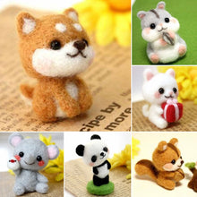 Load image into Gallery viewer, Non-Finished Felt Kit Cute Animal Collection Panda Squirrel Cat Turtle Doll Wool Felt Poked Kitting DIY Felting Materials
