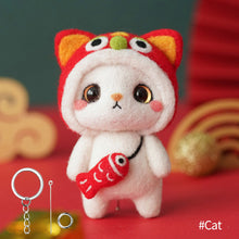 Load image into Gallery viewer, Non-Finished Lovely DIY Wool Felt Kit Lion Dance Handcraft Needle Felting Kit for Needle Material Pack for Kids Beginner Christmas Gift
