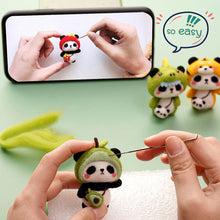 Load image into Gallery viewer, Non-Finished Lovely DIY Wool Felt Kit Panda Doll Handcraft Needle Felting Kit for Needle Material Pack for Kids Beginner Christmas Gift
