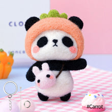 Load image into Gallery viewer, Non-Finished Lovely DIY Wool Felt Kit Panda Doll Handcraft Needle Felting Kit for Needle Material Pack for Kids Beginner Christmas Gift
