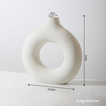 Load image into Gallery viewer, Simple Circular Hollow Ceramic Vase Donuts Nordic Flower Pot Home Decoration Dining Table Office Living Room Interior Decor
