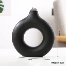 Load image into Gallery viewer, Simple Circular Hollow Ceramic Vase Donuts Nordic Flower Pot Home Decoration Dining Table Office Living Room Interior Decor
