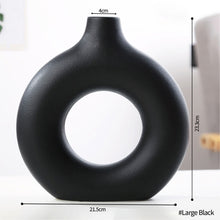 Load image into Gallery viewer, Simple Circular Hollow Ceramic Vase Donuts Nordic Flower Pot Home Decoration Dining Table Office Living Room Interior Decor
