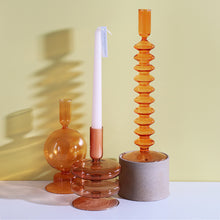 Load image into Gallery viewer, Retro Glass Classic Candlesticks Holders Craft Candlesticks Holders for Wedding Room Decorations Glass Candle Holder Vase
