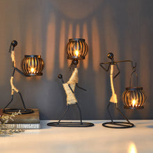 Load image into Gallery viewer, Creative Nordic Metal Candlestick Abstract Iron Girl Character Candle Holder Art Crafts Figurines Home Decoration Art Gift
