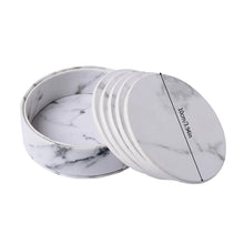 Load image into Gallery viewer, 1Pc/7Pcs Artificial Leather Marble Coaster Drink Coffee Cup Mat Table Placemats Round Heat-resistant Tea Pad Table Pad Holder
