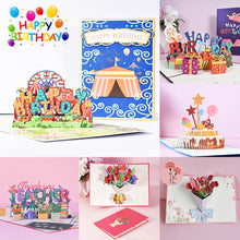 Load image into Gallery viewer, 3D Happy Birthday Card for Girl Kids Birthday Cake Pop-Up Greeting Cards Postcards Gifts with Envelope For Family Friends Lover
