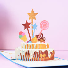 Load image into Gallery viewer, 3D Happy Birthday Card for Girl Kids Birthday Cake Pop-Up Greeting Cards Postcards Gifts with Envelope For Family Friends Lover
