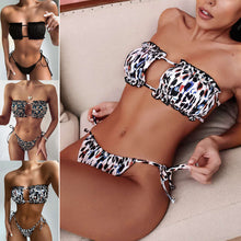 Load image into Gallery viewer, Leopard Brazilian Bikini High Waist Strapless Sexy Bikini Women Swimwear Women Swimsuit Padded Bathing Suit Monokin
