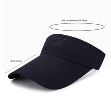 Load image into Gallery viewer, Adjustable Visor Summer Breathable Air Sun Hats Men Women UV Protection Top Empty Solid Sports Tennis Golf Running Sunscreen Cap

