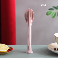Load image into Gallery viewer, 3 in 1 Travel Portable Cutlery Set Japan Style Wheat Straw Knife Fork Spoon Student Dinnerware Sets Kitchen Tableware

