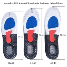 Load image into Gallery viewer, Man Women Sport Running Silicone Gel Insoles For Feet Shoes Sole Orthopedic PPad Massaging Shock Absorption Arch Support
