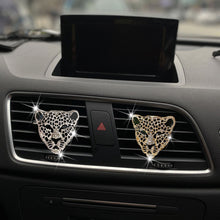 Load image into Gallery viewer, Car Perfume Air Freshener Diamond Leopard Head Car Interior Accessories Aromatherapy Ornament Air Vent Clip Crystal Leopard
