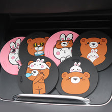 Load image into Gallery viewer, 1Pc Car Mug Coaster Cartoon Silicone Mug Cup Mat Non-slip Car Cup Mats Cute Animals Cup Pad Coaster Home Office Milk Coffee
