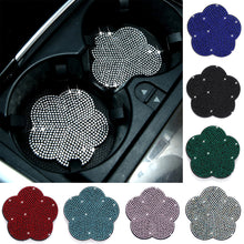 Load image into Gallery viewer, 2pcs Car Water Cup Non-slip Shockproof Silica Gel Pad Cup Coaster Rhinestone Holder Bling Auto Interior Accessories Plum Bossom Universal
