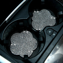 Load image into Gallery viewer, 2pcs Car Water Cup Non-slip Shockproof Silica Gel Pad Cup Coaster Rhinestone Holder Bling Auto Interior Accessories Plum Bossom Universal
