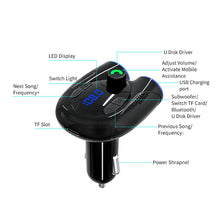 Load image into Gallery viewer, Car Handsfree Bluetooth G68 5.0 FM Transmitter Car Kit MP3 Modulator Player TF Card USB AUX Receiver Dual USB Fast Charger For Radio

