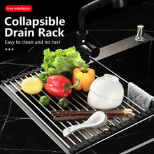 Load image into Gallery viewer, Folding 304 Stainless Steel Drain Rack Dish Washing Sink Draining Board Foldable Dish Drying Rack Kitch Sink Shelf
