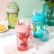 Load image into Gallery viewer, 420/600ml Double Straw Water Bottle Outdoor Travel Creative Dual-use Water Bottle Drinking Cup Couples Gift Kitchen Supplies
