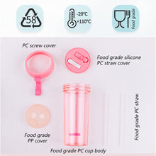 Load image into Gallery viewer, 420/600ml Double Straw Water Bottle Outdoor Travel Creative Dual-use Water Bottle Drinking Cup Couples Gift Kitchen Supplies
